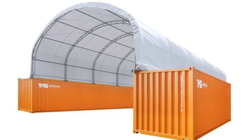 Dual Truss Container Shelter: Versatile Covered Storage Using Standard Containers